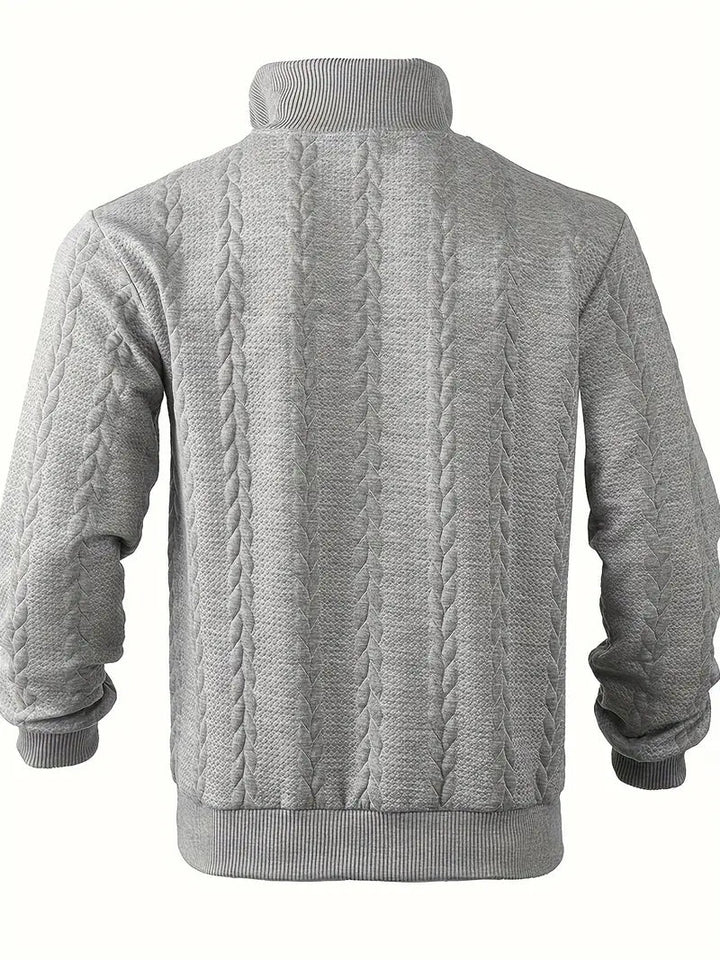 Brit & Boho™️ | Casual Jacquard Quarter-Zip Sweater