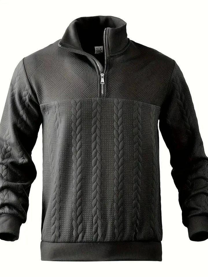 Brit & Boho™️ | Casual Jacquard Quarter-Zip Sweater