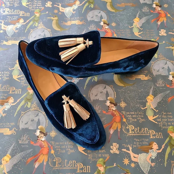 MIDNIGHT ELEGANCE LOAFERS WITH CHAMPAGNE TASSEL
