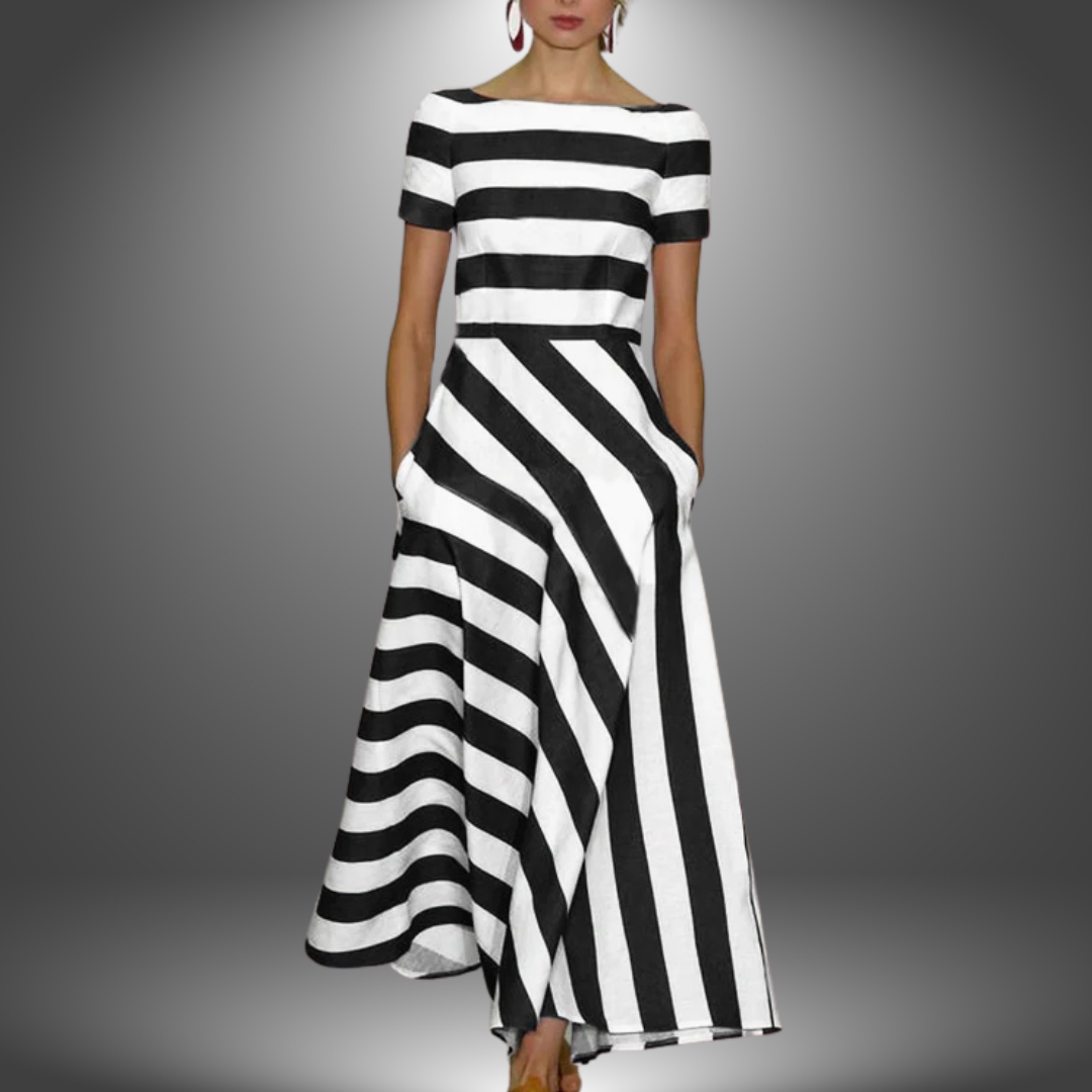 Natalia | Long Stripe Dress, Handmade