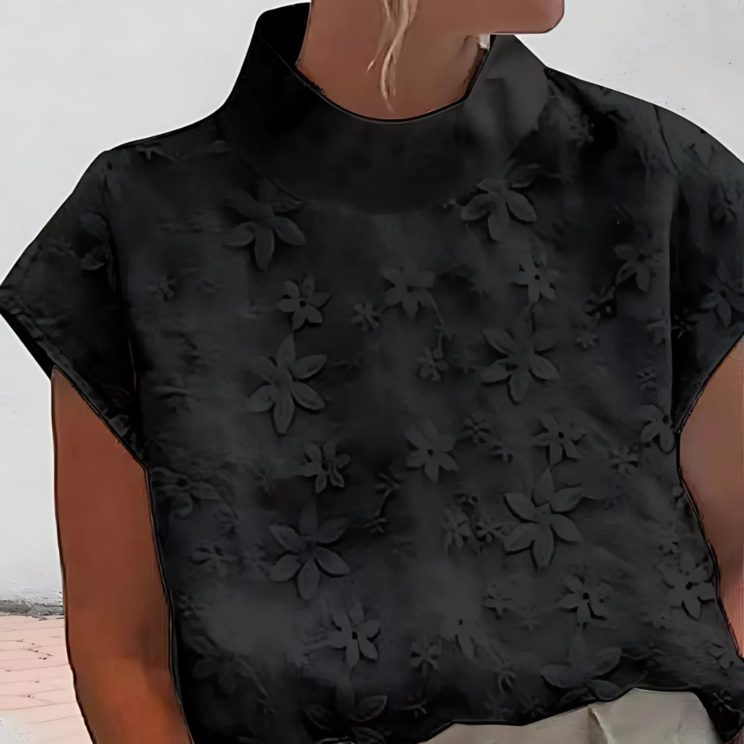 Doutzen™ - Women's Lace Trim Half-Sleeve Blouse