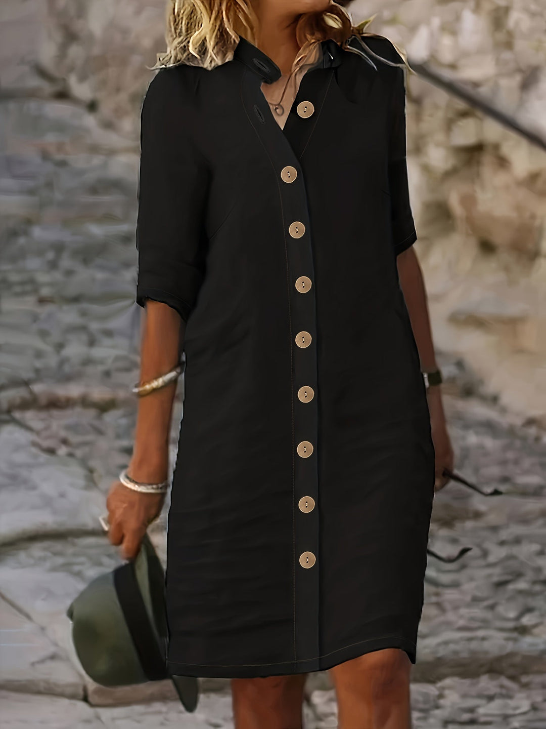 Hannah™ - Casual Dress with Button Placket