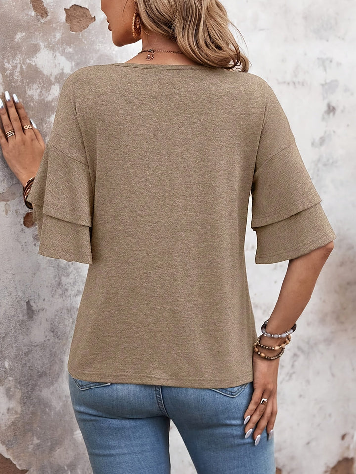Hazel™ - Flare Sleeve V-Neck T-Shirt