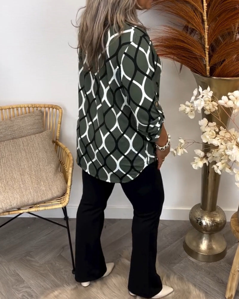 Amelia™ - Casual Patterned Long Sleeve Blouse