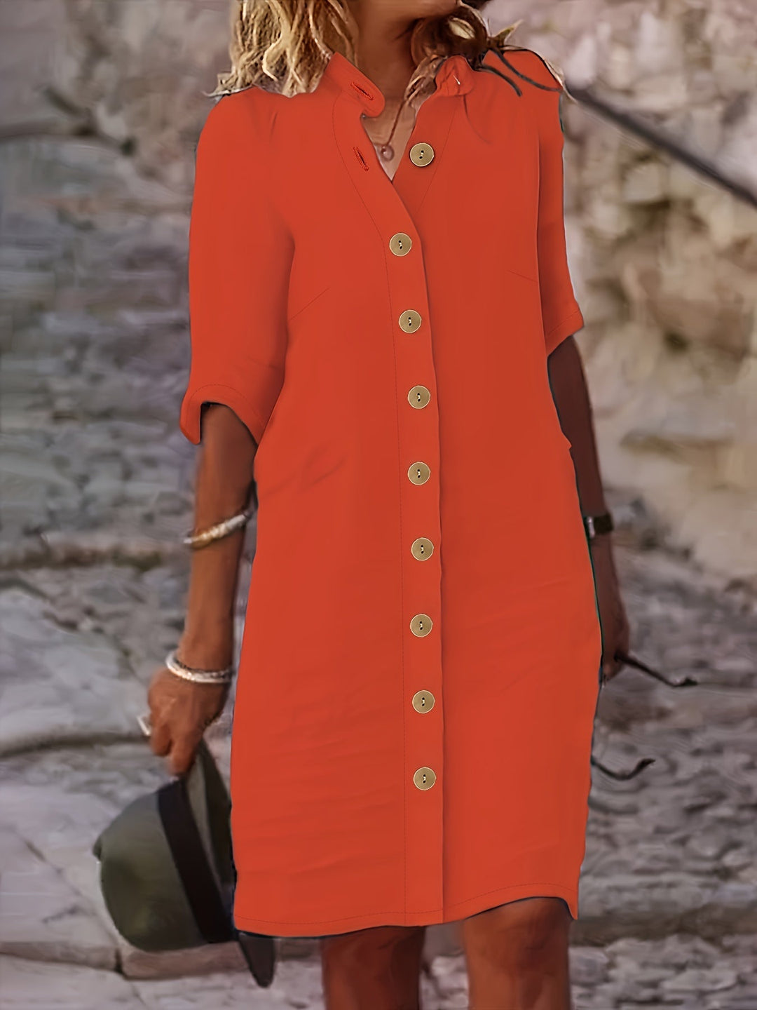 Hannah™ - Casual Dress with Button Placket