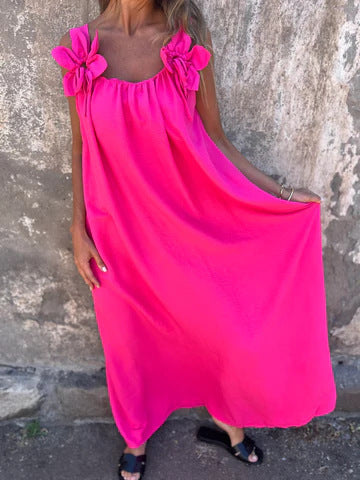 Stacey™ - Floral Dress with U-shaped Neckline