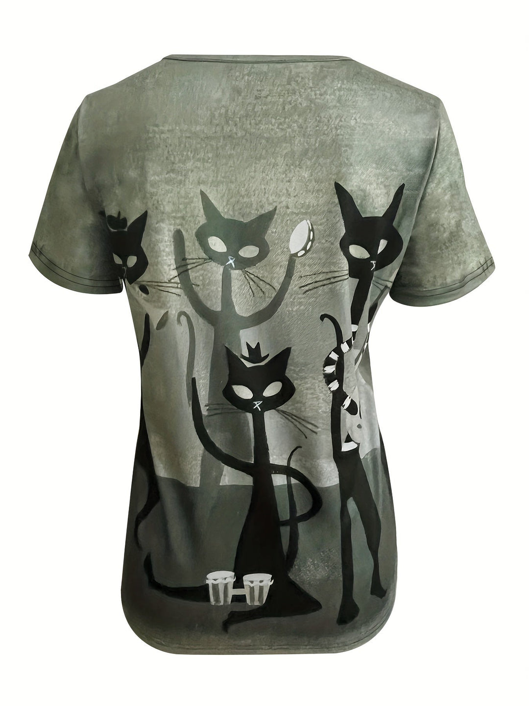 Sue™ - Casual Cat Print T-Shirt