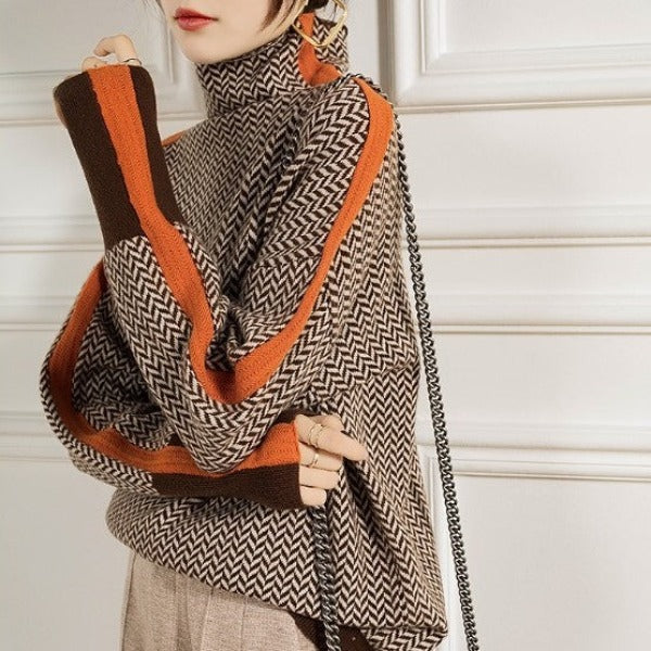 Clara – Striped Roll Neck Jumper