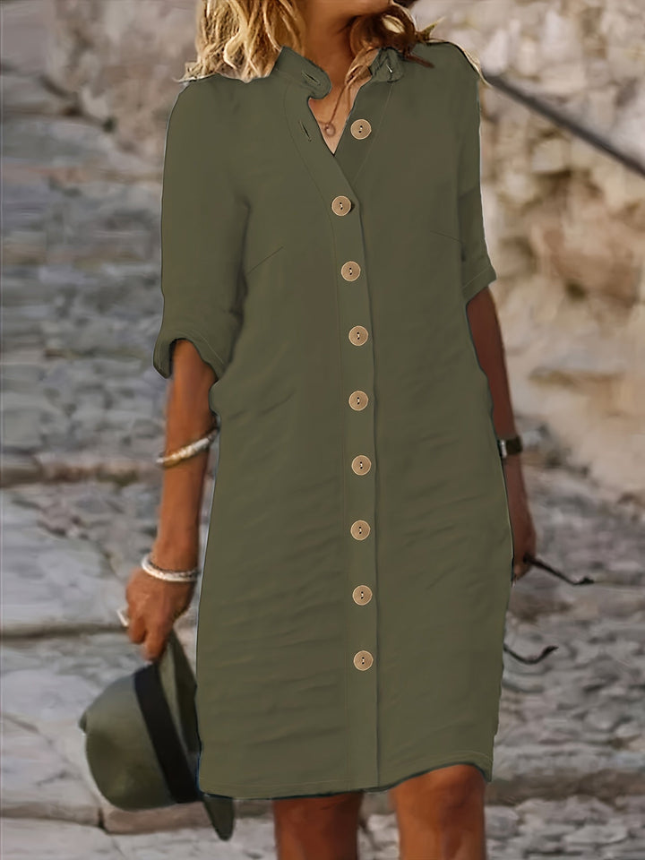 Hannah™ - Casual Dress with Button Placket