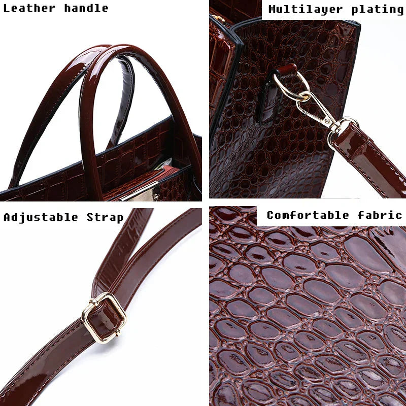 New York Crocodile-Print Leather Handbag