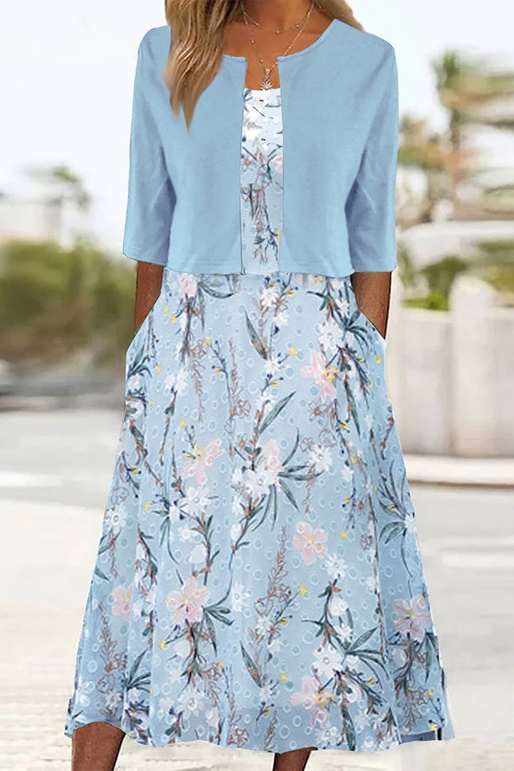 Elise™ - Floral Two-Piece Midi Dress