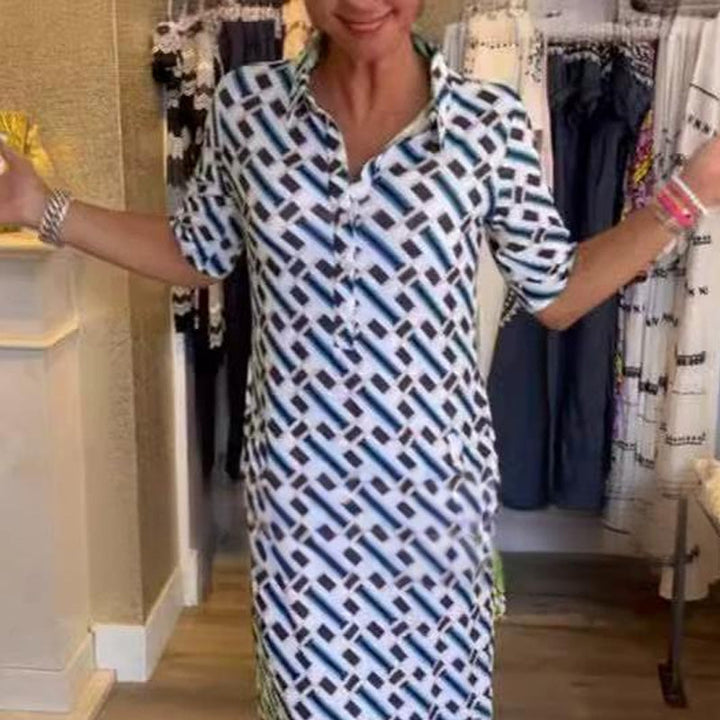 Pamela™ - Geometric Patterned Shirt Dress